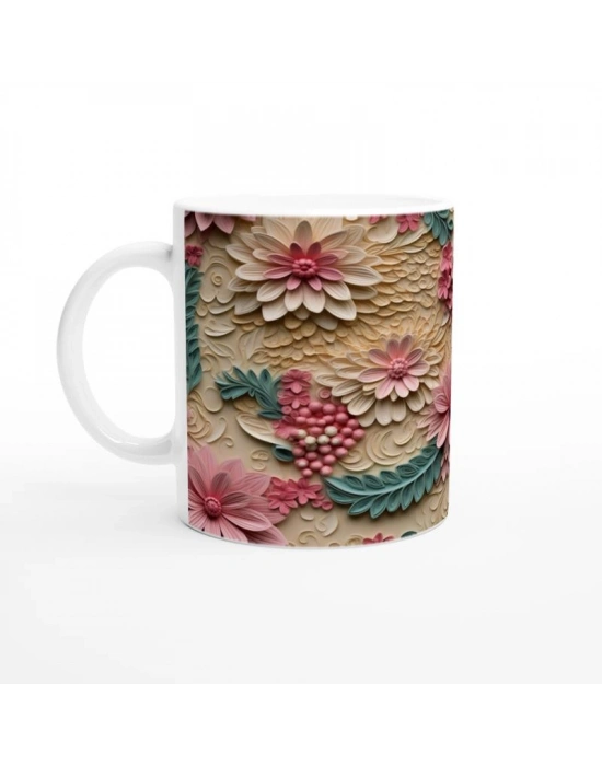 Pembe Çiçek Buketi Kupa Bardak