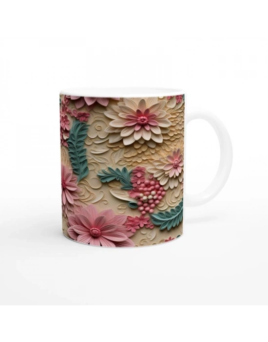 Pembe Çiçek Buketi Kupa Bardak