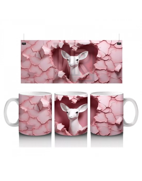 Pembe Doku Arasında Sevimli Ceylan - Baskılı Kahve Kupası