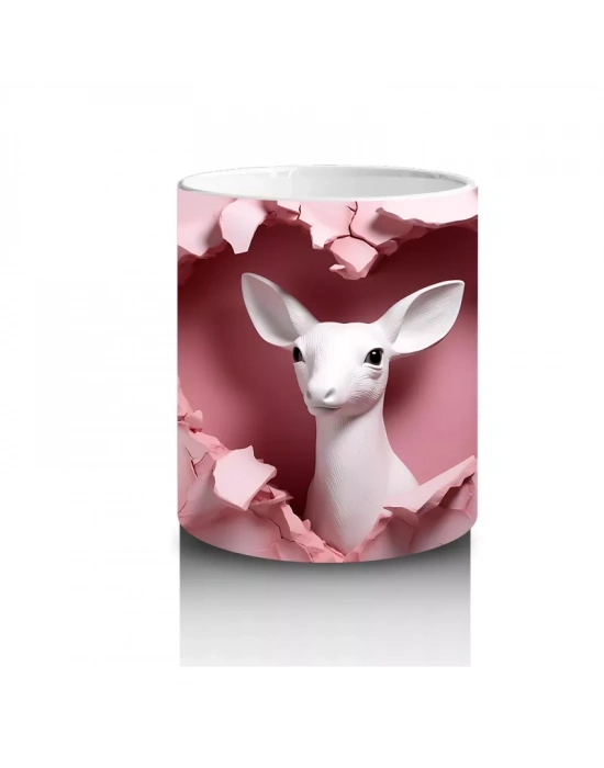 Pembe Doku Arasında Sevimli Ceylan - Baskılı Kahve Kupası