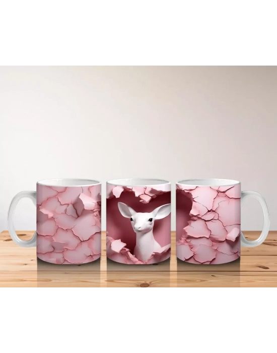 Pembe Doku Arasında Sevimli Ceylan - Baskılı Kahve Kupası