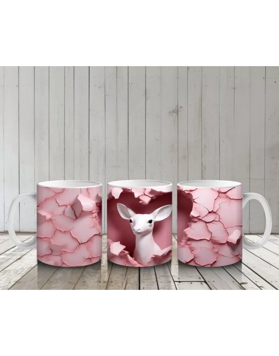 Pembe Doku Arasında Sevimli Ceylan - Baskılı Kahve Kupası