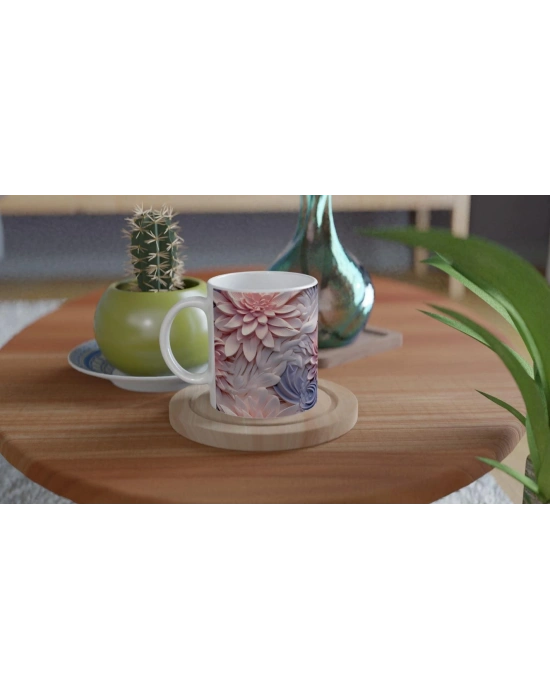 Pembe Düşler Çiçek Desenli Kupa Bardak