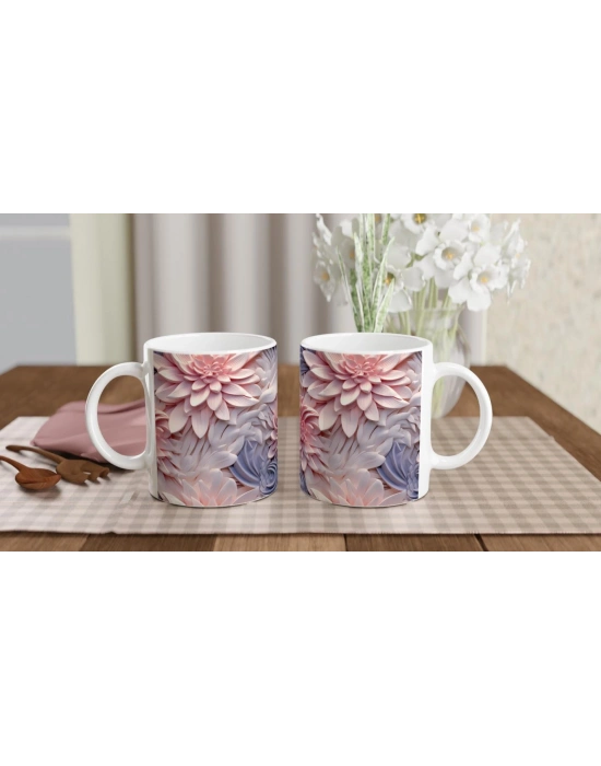 Pembe Düşler Çiçek Desenli Kupa Bardak