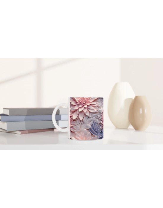 Pembe Düşler Çiçek Desenli Kupa Bardak