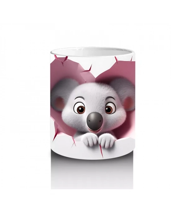 Pembe Duvarı Delen Sevimli Koala – Baskılı Kahve Kupası