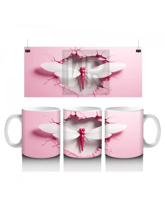 Pembe Duvarı Kırarak Uçan Ejderha Sineği - Baskılı kahve kupası
