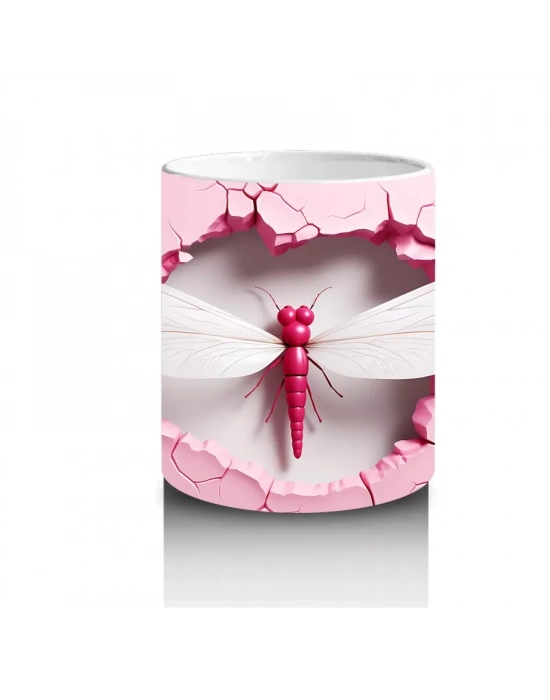 Pembe Duvarı Kırarak Uçan Ejderha Sineği - Baskılı kahve kupası