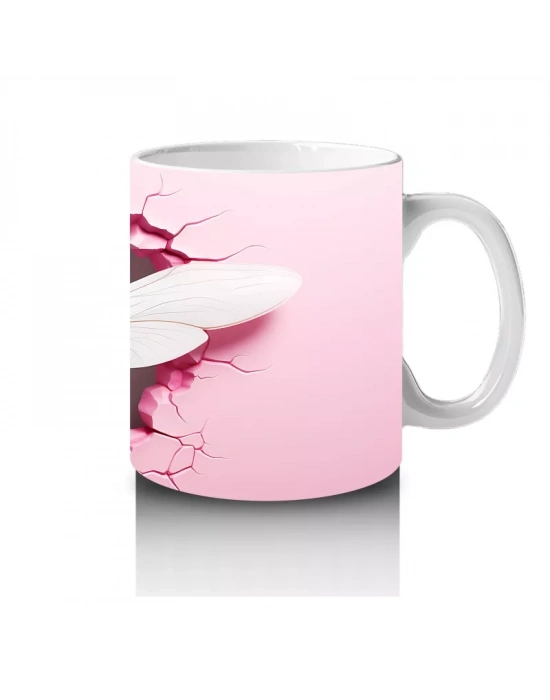 Pembe Duvarı Kırarak Uçan Ejderha Sineği - Baskılı kahve kupası