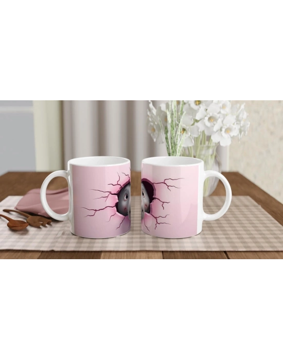 Pembe Duvarı Yarmış Neşeli Su Aygırı Temalı Baskılı Kupa Bardak