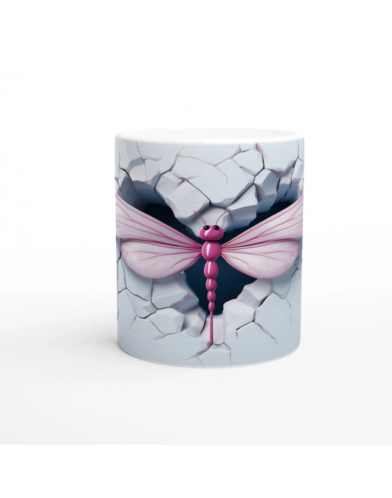 Pembe Ejderha Sineği Kırık Duvar Temalı Baskılı Kupa Bardak