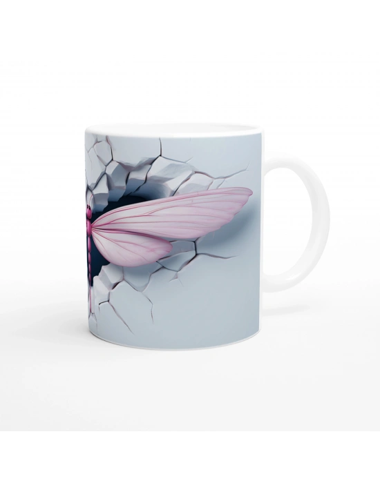 Pembe Ejderha Sineği Kırık Duvar Temalı Baskılı Kupa Bardak