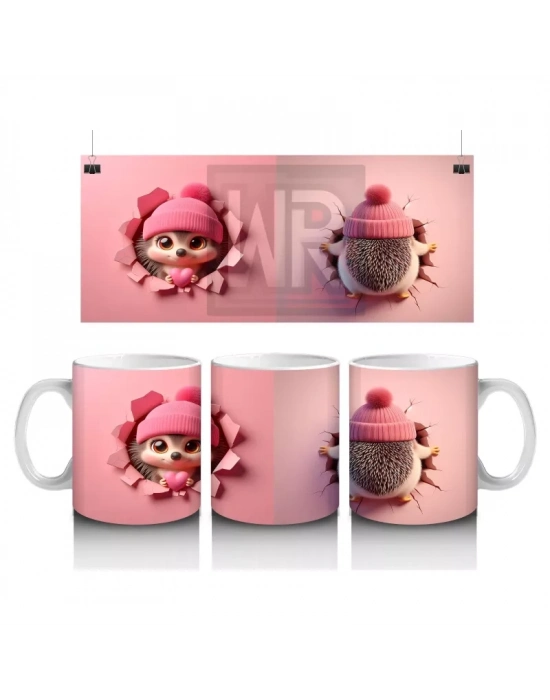 Pembe Elbiseli Oyuncak Kirpi – Baskılı Kahve Kupası