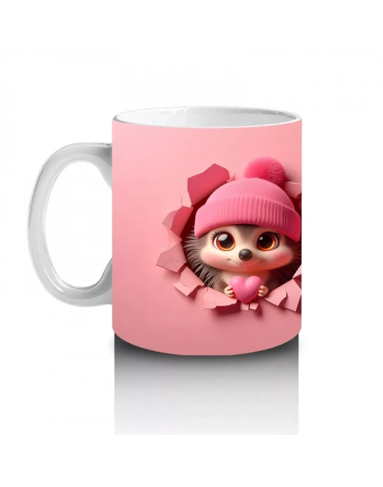 Pembe Elbiseli Oyuncak Kirpi – Baskılı Kahve Kupası