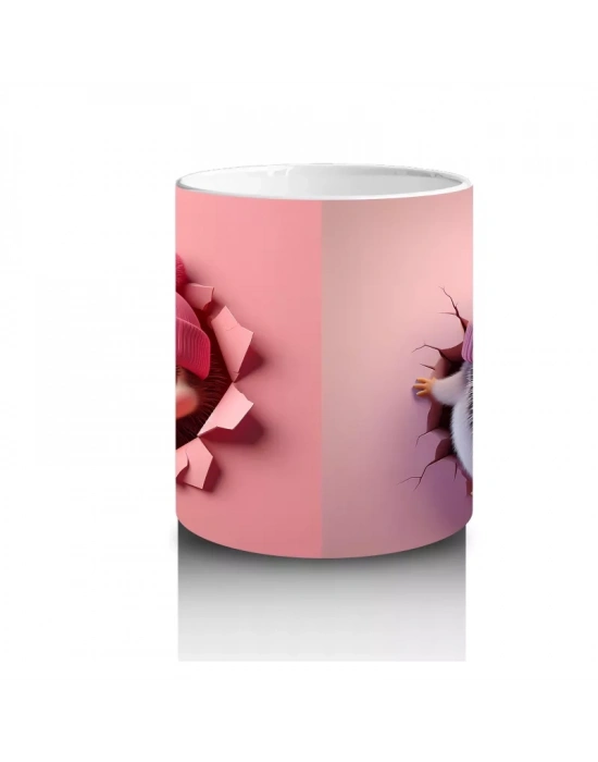 Pembe Elbiseli Oyuncak Kirpi – Baskılı Kahve Kupası