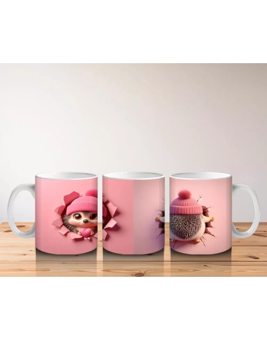 Pembe Elbiseli Oyuncak Kirpi – Baskılı Kahve Kupası