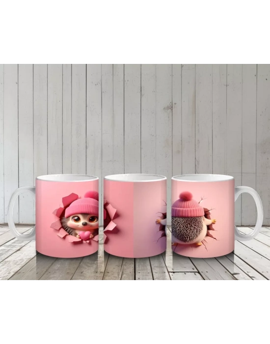 Pembe Elbiseli Oyuncak Kirpi – Baskılı Kahve Kupası