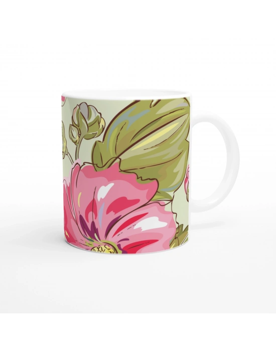 Pembe Fırça Çiçekleri Kupa Bardak