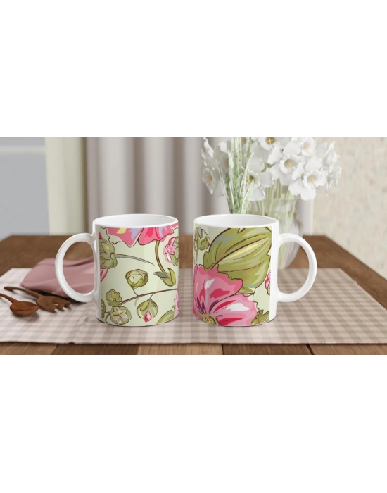 Pembe Fırça Çiçekleri Kupa Bardak