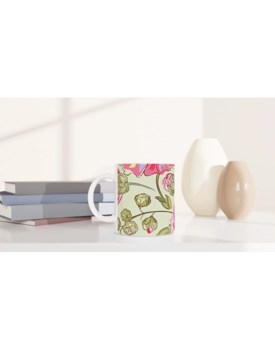 Pembe Fırça Çiçekleri Kupa Bardak