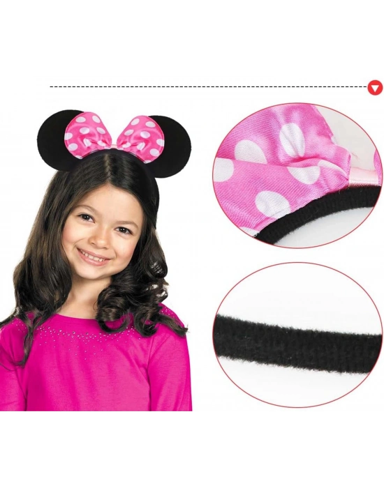 Pembe Fiyonklu Minnie Mouse Tacı Mini Kulak