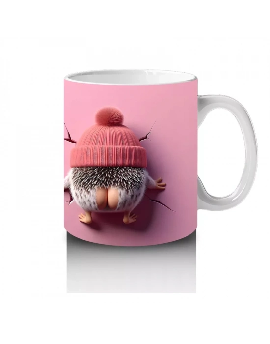 Pembe Fon Üzerinde Bereli Sevimli Ayıcık Tasarımı - Baskılı kahve kupası