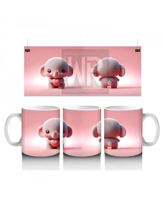 Pembe Fon Üzerinde İkiz Sevimli Köpek Maskotlar – Baskılı Kahve Kupası