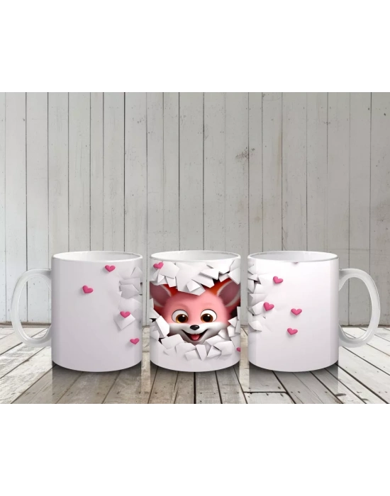 Pembe Fona Dönük Sevimli Ayıcık – Baskılı Kahve Kupası