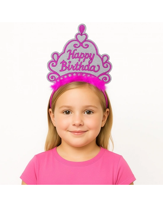 Pembe Happy Birthday Doğum Günü Prenses Tacı