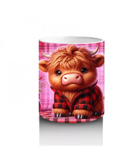 Pembe Işıklı Arka Planda Kız Figürü – Baskılı Kupa