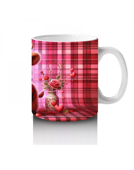 Pembe Işıklı Arka Planda Kız Figürü – Baskılı Kupa