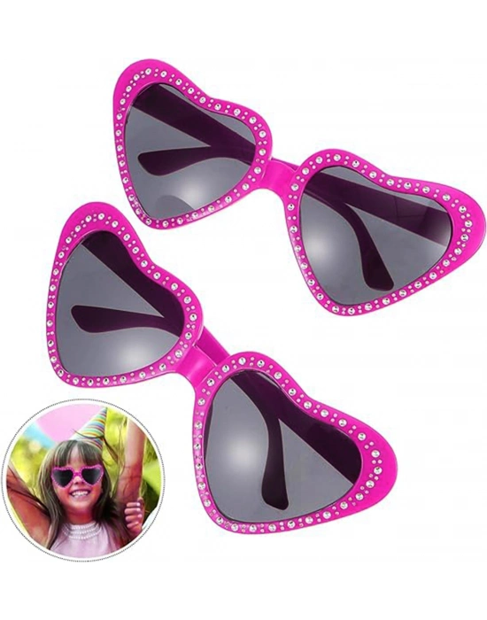 Pembe Kalp Taşlı Parti Gözlüğü