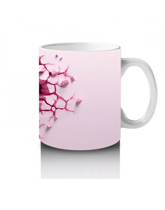 Pembe Kalpler Arasında Bakan Gri Maymun – Baskılı Kahve Kupası