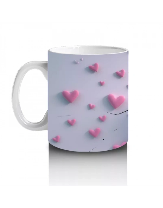 Pembe Kalpler Arasında Fırlayan Sevimli Köpekbalığı - Baskılı kahve kupası