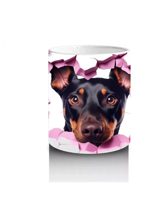 Pembe Kalpler Arasından Bakan Rottweiler – Baskılı Kahve Kupası