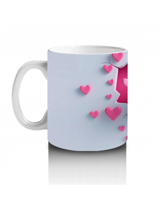 Pembe Kalpler Yağmurunda Neşeli Köpek Balığı – Baskılı Kahve Kupası