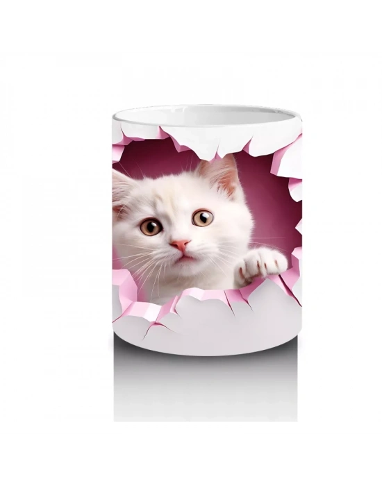 Pembe Kalplerle Çevrili Çift Yavru Kedi – Baskılı Kahve Kupası