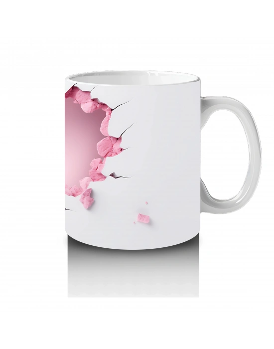 Pembe Kalplerle Çevrili Schnauzer Cinsi Sevimli Köpek - Baskılı kahve kupası