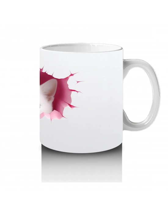 Pembe Kalplerle Süslenmiş İkiz Kedi Yavruları – Baskılı Kahve Kupası