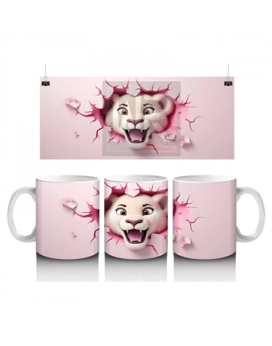 Pembe Kalplerle Süslenmiş Sevimli Köpek – Baskılı Kahve Kupası