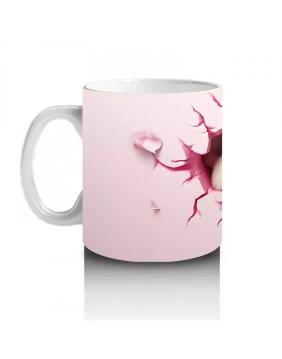 Pembe Kalplerle Süslenmiş Sevimli Köpek – Baskılı Kahve Kupası