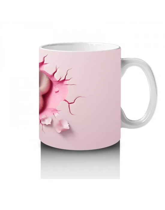 Pembe Kalplerle Süslenmiş Sevimli Köpek – Baskılı Kahve Kupası