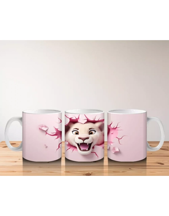 Pembe Kalplerle Süslenmiş Sevimli Köpek – Baskılı Kahve Kupası