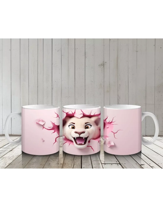 Pembe Kalplerle Süslenmiş Sevimli Köpek – Baskılı Kahve Kupası