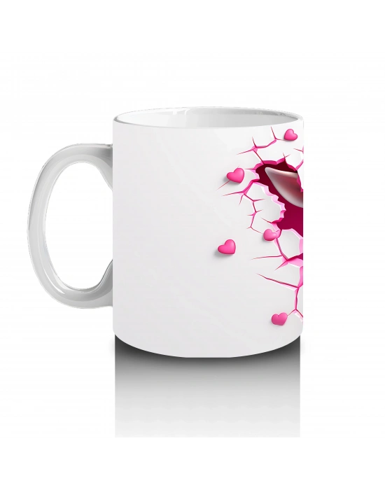 Pembe Kalplerle Süslenmiş Zürafa Maskot – Baskılı Kahve Kupası