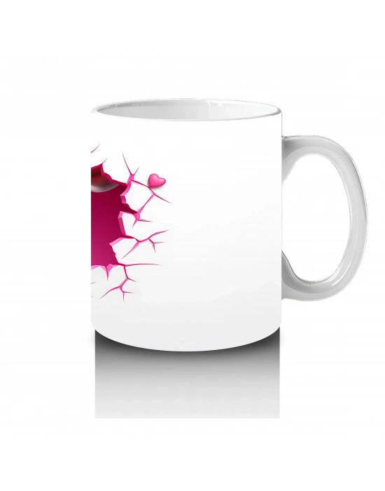 Pembe Kalplerle Süslenmiş Zürafa Maskot – Baskılı Kahve Kupası