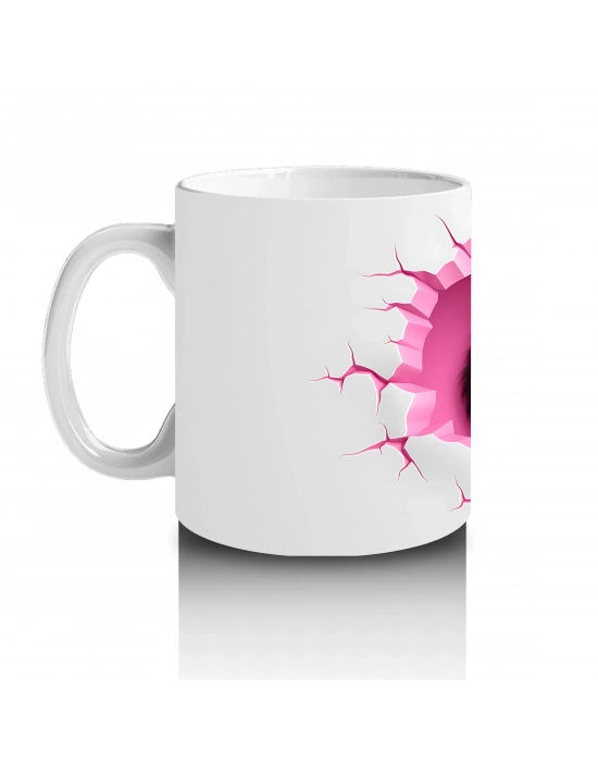 Pembe Kalpli Arka Planda Sevimli Goril - Baskılı Kahve Kupası