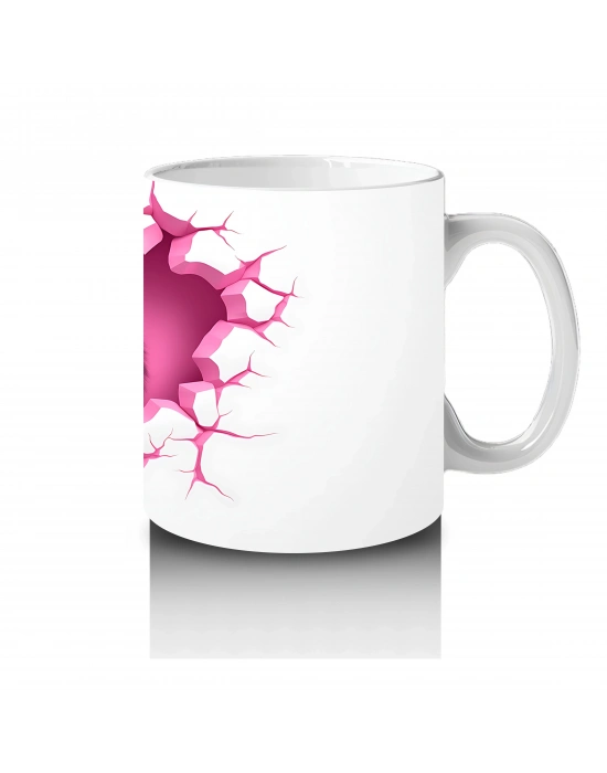 Pembe Kalpli Arka Planda Sevimli Goril - Baskılı Kahve Kupası