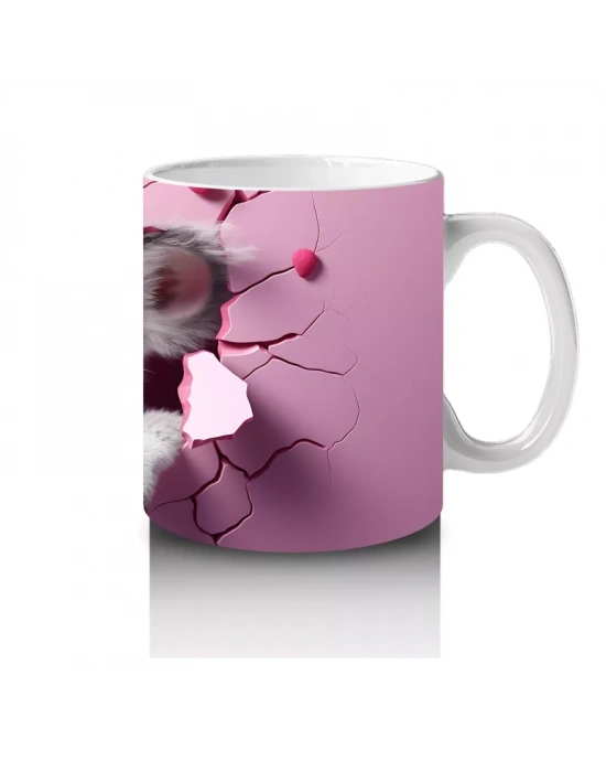 Pembe Kalpli Arka Planda Sevimli Koala İllüstrasyonu - Baskılı kahve kupası