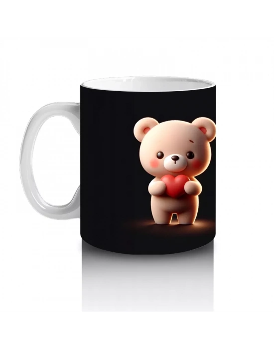 Pembe Kalpli Ayıcık ve Kız – Baskılı Kahve Kupası